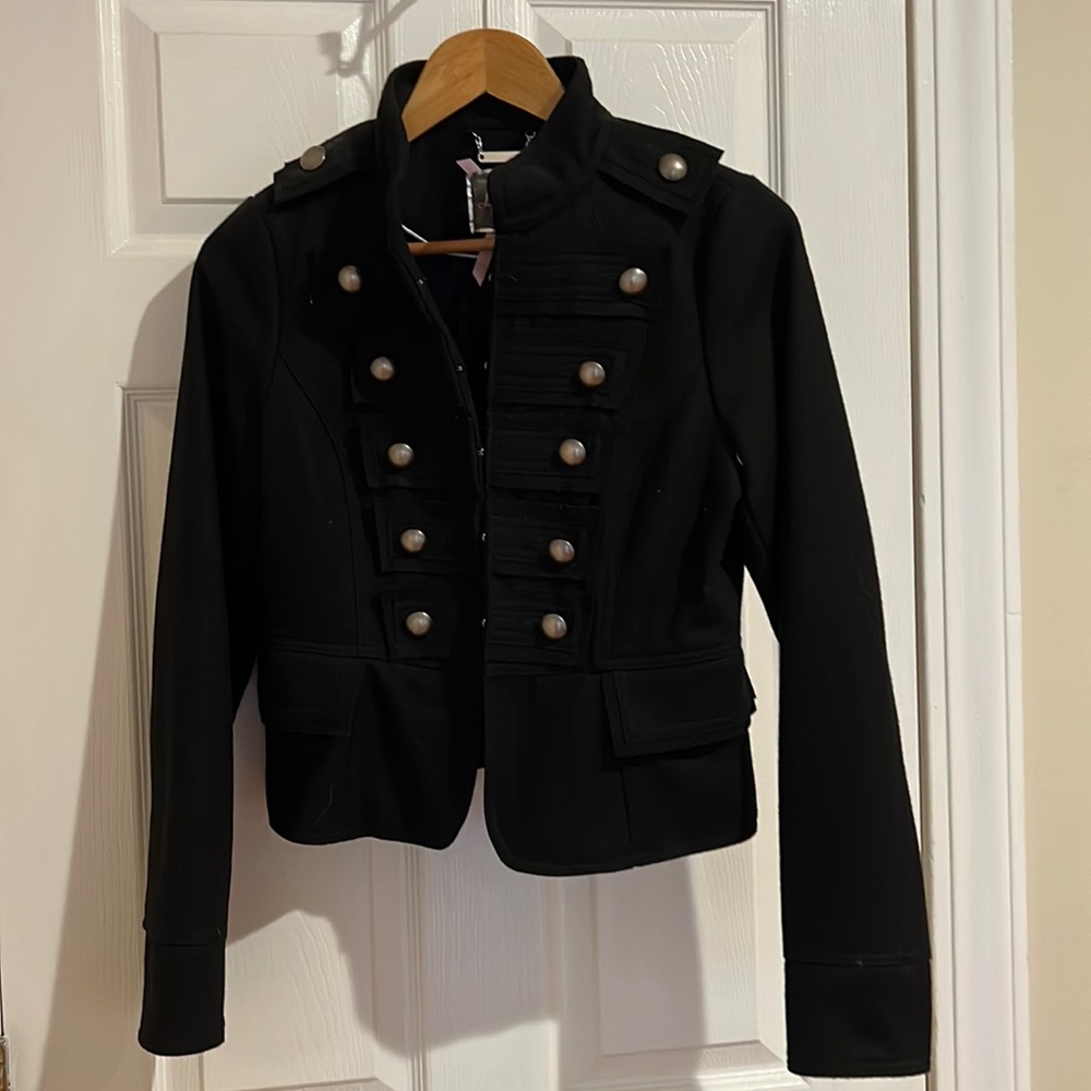Black military style jacket, US size small (UK size 10).